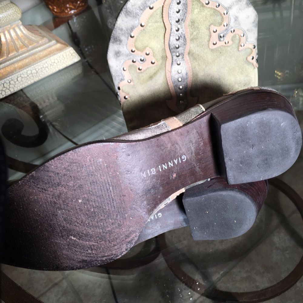 GIANNI BINI 2” Heel Weathered Studded Light Green - Picture 8 of 8